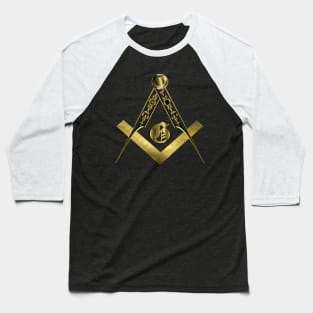Masonic Square and Compass -Black  Gold Baseball T-Shirt